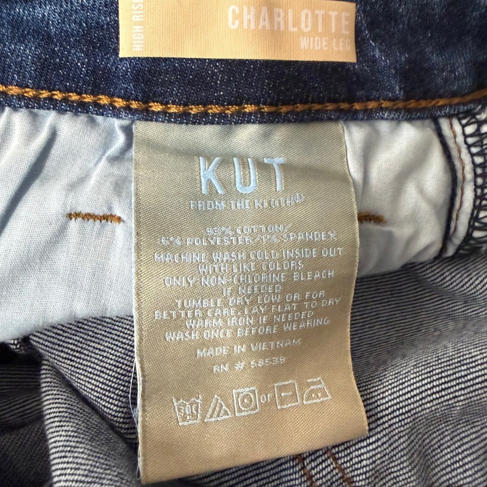 Kut from the Kloth Charlotte High Rise Wide Leg Jeans Commendatory Size 8 NWT - Picture 9 of 9